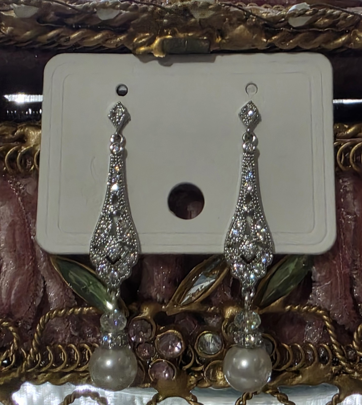 Sparkle In Zirconia Earrings Great Design Feminine 1.75″ Long Casual/Formal New