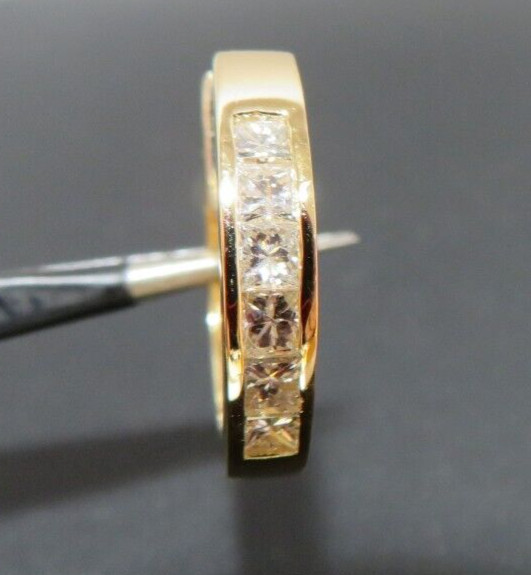 18K YG 1 PC. ONLY 6-PRINCESS CUT DIAMOND HOOOP EARRING 0.50 tcw 2.57gr(AI-2011)