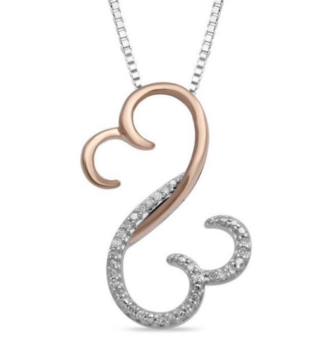 Jane Seymour Open Hearts Diamond Sterling silver, 10K Rose Gold Necklace MRP$199