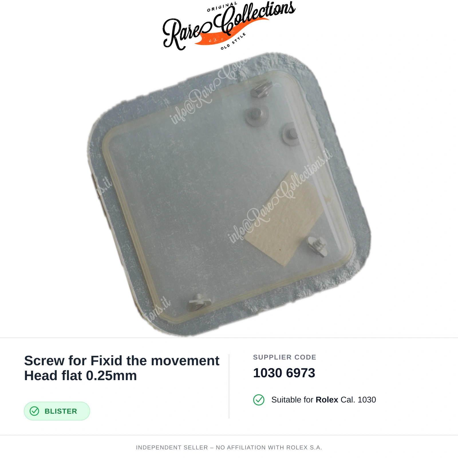 Screw for Fixid the movement Head flat 0.25mm Rolex (cod. 1030 6973) — New Bl X1
