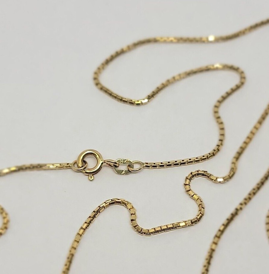 Authentic 14K Solid Yellow Gold Box Chain Necklace 0.55mm-2.5mm All Size 16″-30″
