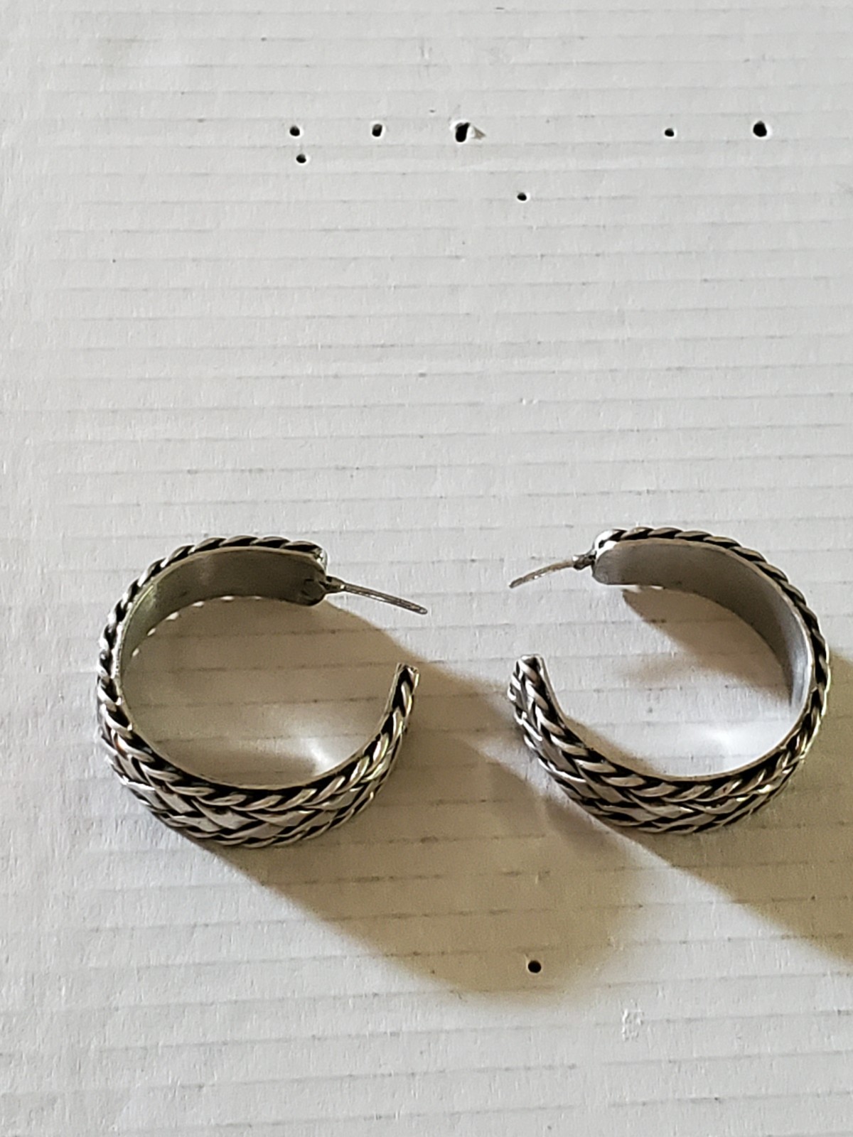 Mexican solid silver 925 basket weave hoop errings