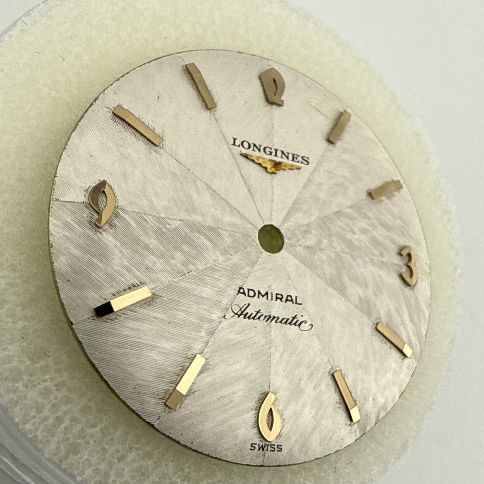 Longines Admiral Day Automatic Silver & Gold Textured Watch Dial 30.5mm NOS