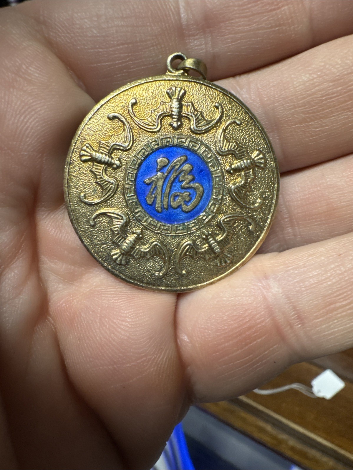 Vintage 1960s Peking Jewelry Enamel Cloisonne Pendant Necklace