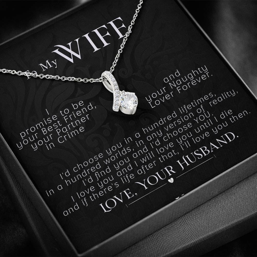 To My Wife Necklace Anniversary Gift CZ Pendant Gift For Her, I Promise To Be!