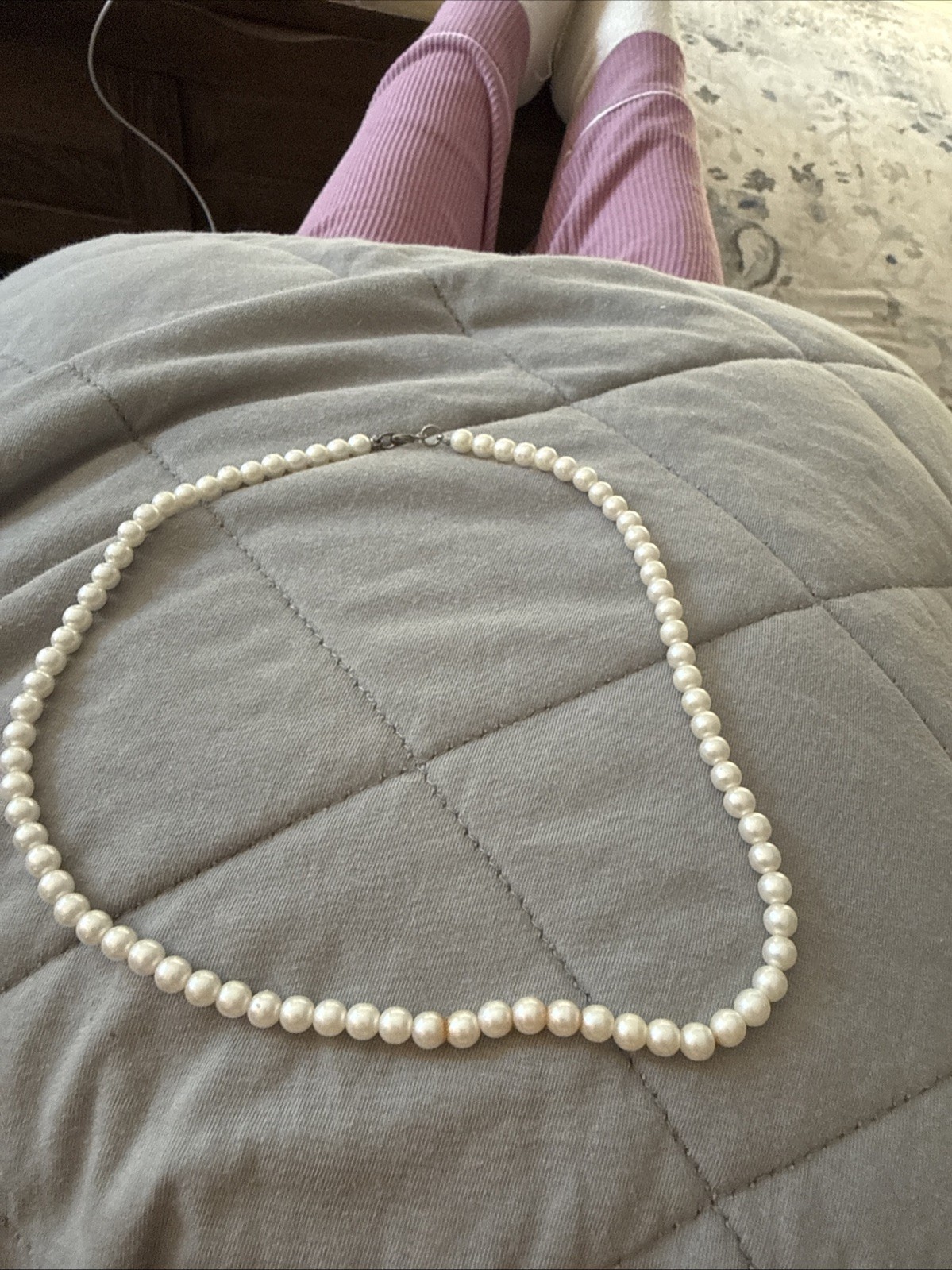 Dainty Cream Faux Pearl Necklace 21”Approx. 5mm Bridal Formal Wedding Jewelry