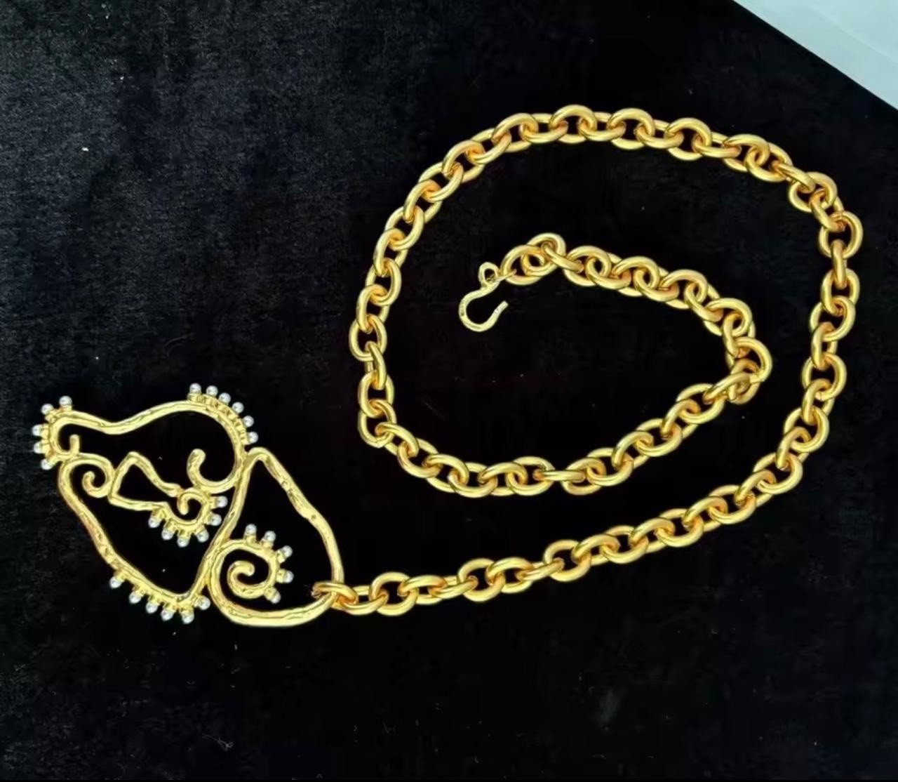 Surrealist Gold Tone Plated Keyhole Chain Pendant Necklace Women’s Art Jewelry