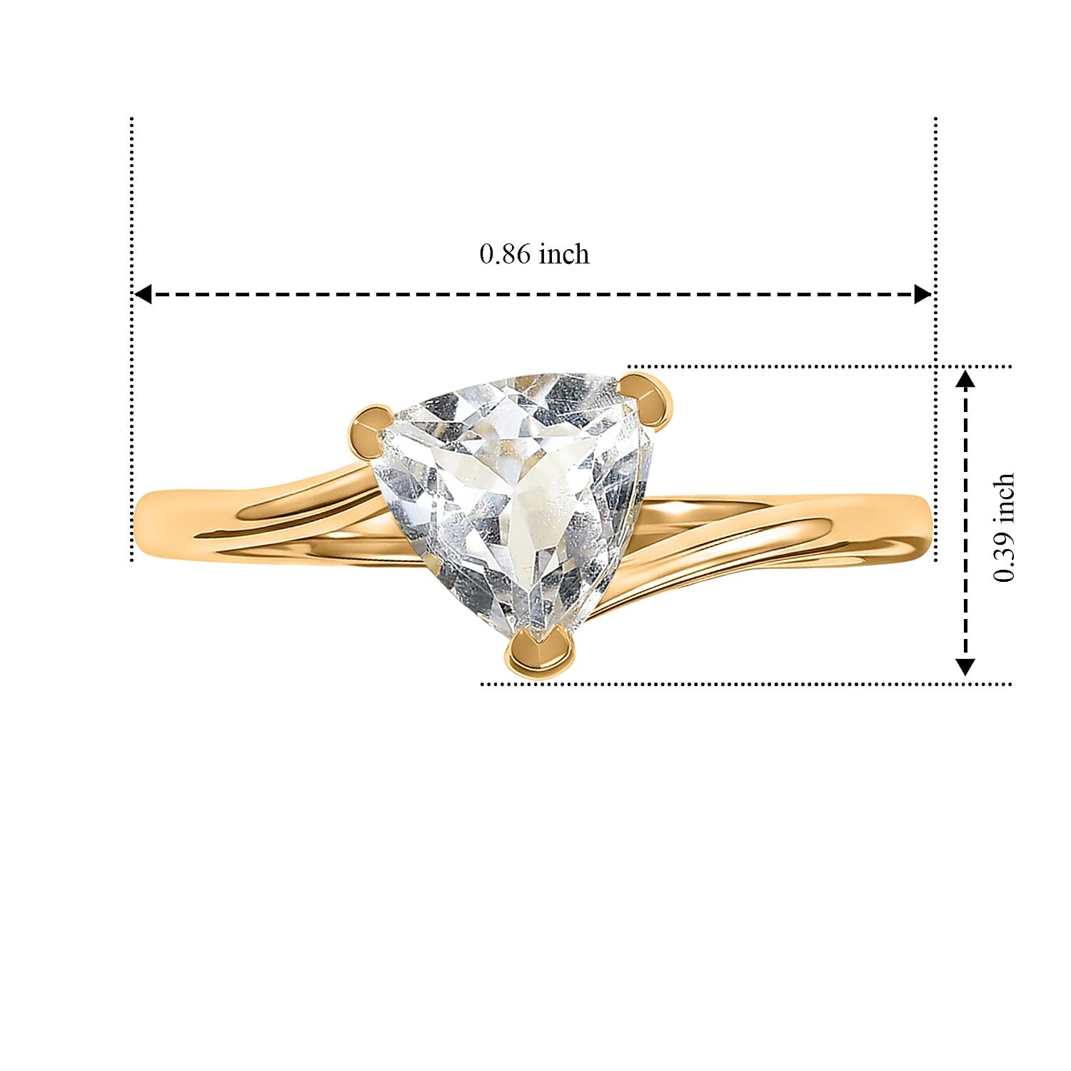 White Topaz 1.40 ctw Ring in 18K Yellow Gold Over Sterling Silver Size 9.0