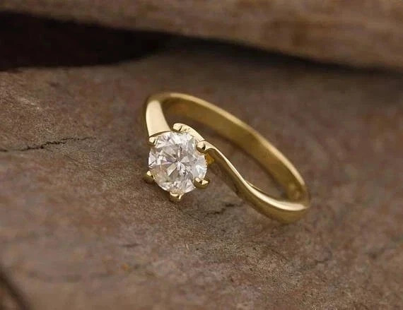 Solitaire Engagement Ring 14k Yellow Gold Plated 2Ct Lab Grown Diamond Women’s