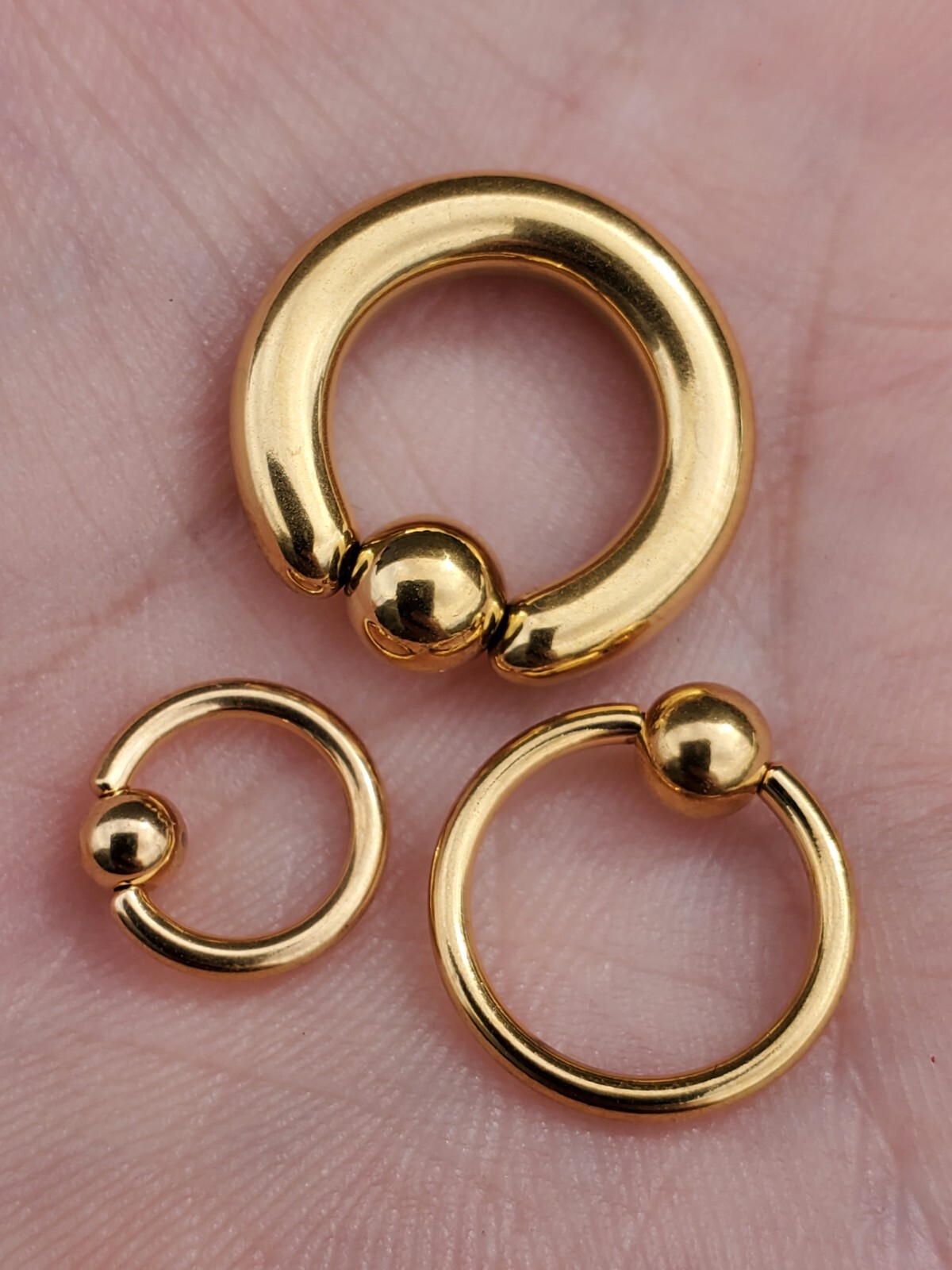 18g 16g 14g Captive Bead Ring Gold, Ball Closure Ring, Tragus, Rook, CBR