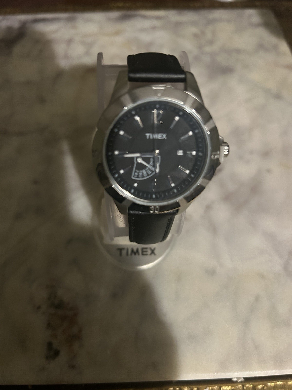 Timex Watch With Black Lather Band