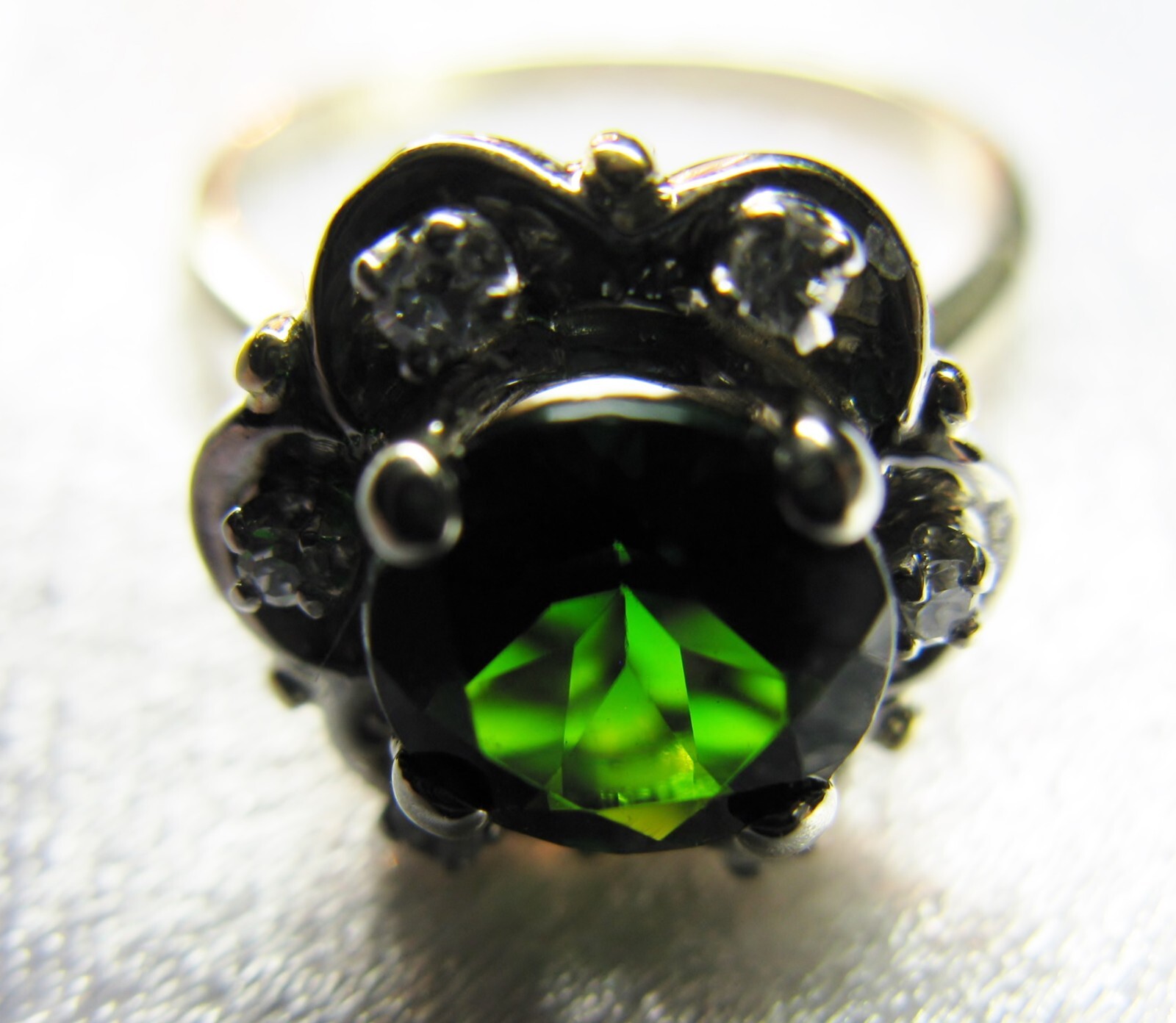 Chrome Diopside(1.95ct!)+ Diamonds(.4ctw) Gold(14K) Ring, 100%Natural, Size 6