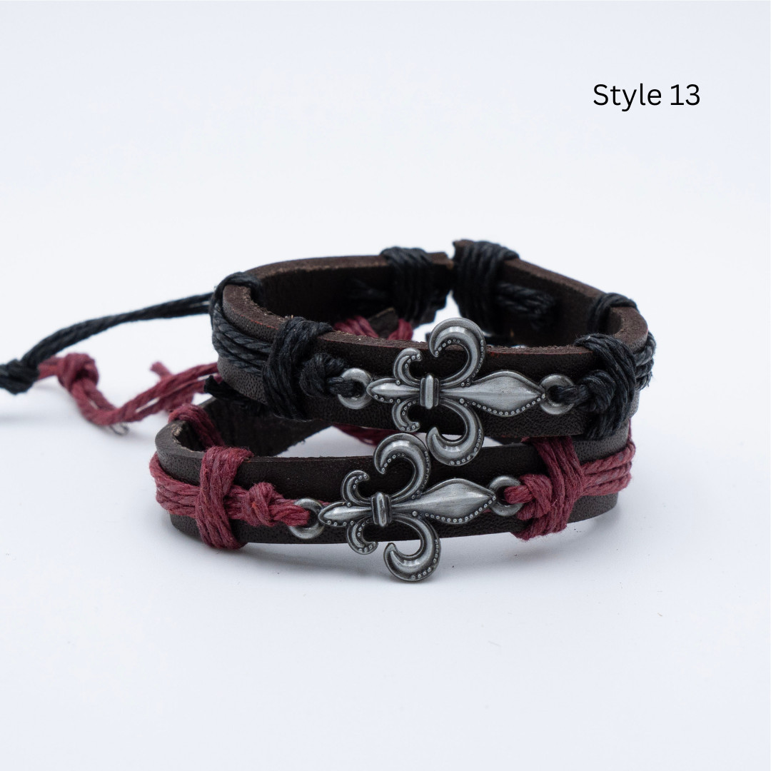 Handmade Woven Leather Bracelet Men Women Braided Studded Wrap Charm Bulk USA