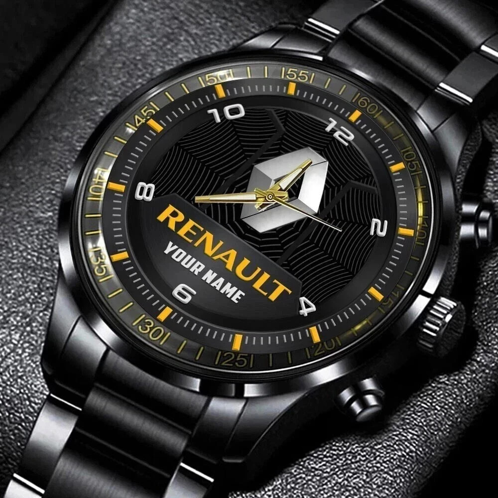 Personalized Renault Black Stainless Steel Watch For Men With Box Included
