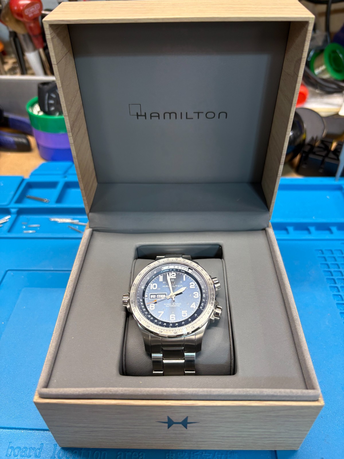 Hamilton Khaki X-Wind Automatic Day-Date Blue Dial Stainless Steel Men’s Watch