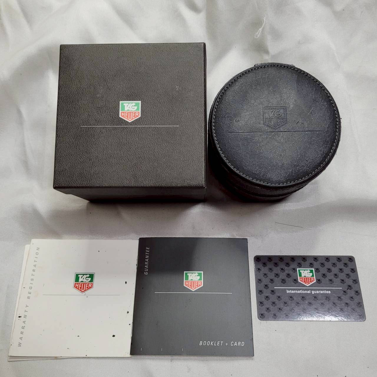 Rare Vintage TAG HEUER Watch Box F1 Formula One Leather & Booklet & Card & Outer