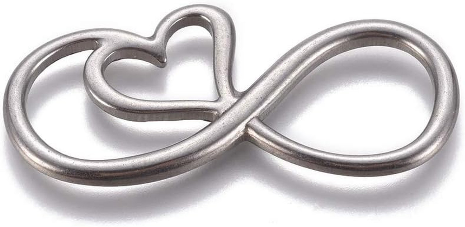 2Pcs Infinity with Heart Links Stainless Steel Link Charm Hollow Linking Pendant
