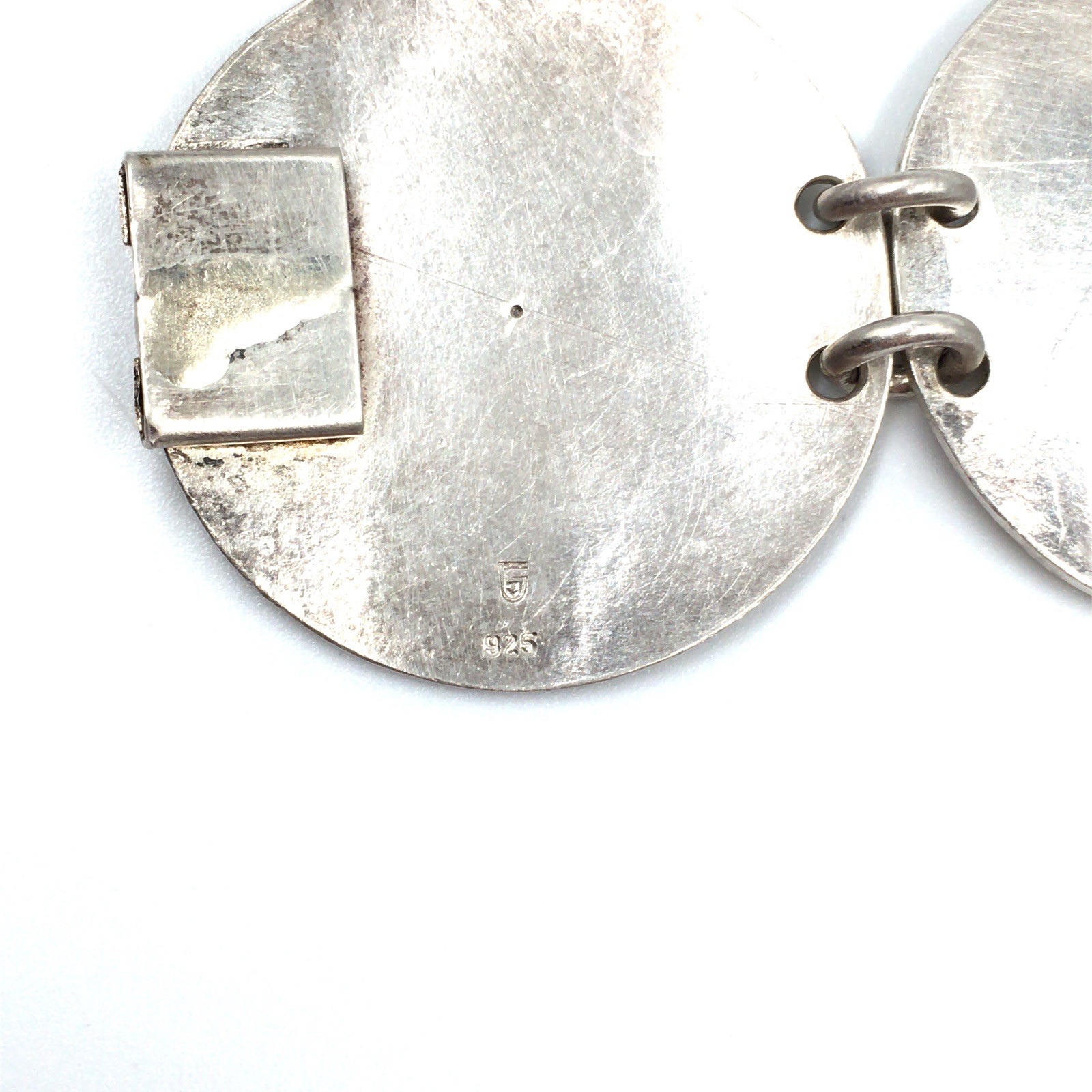 925 Silver Bracelet Designer Jewellery Solid 58g Modernist Space Age Unknown GJ?