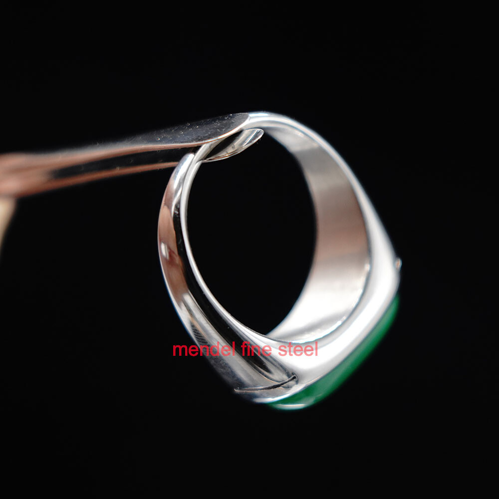 MENDEL Mens Womens Green Jade Stone Band Ring Men Size 6 7 8 9 10 11 12 13-15