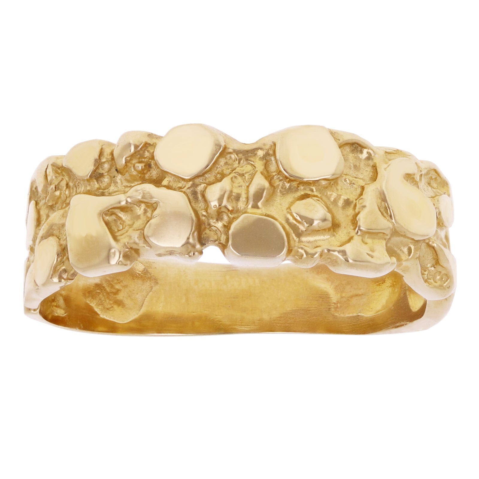 14k Yellow Gold Solid Handmade Nugget Band Ring Size 7 – 7mm 3.3 grams