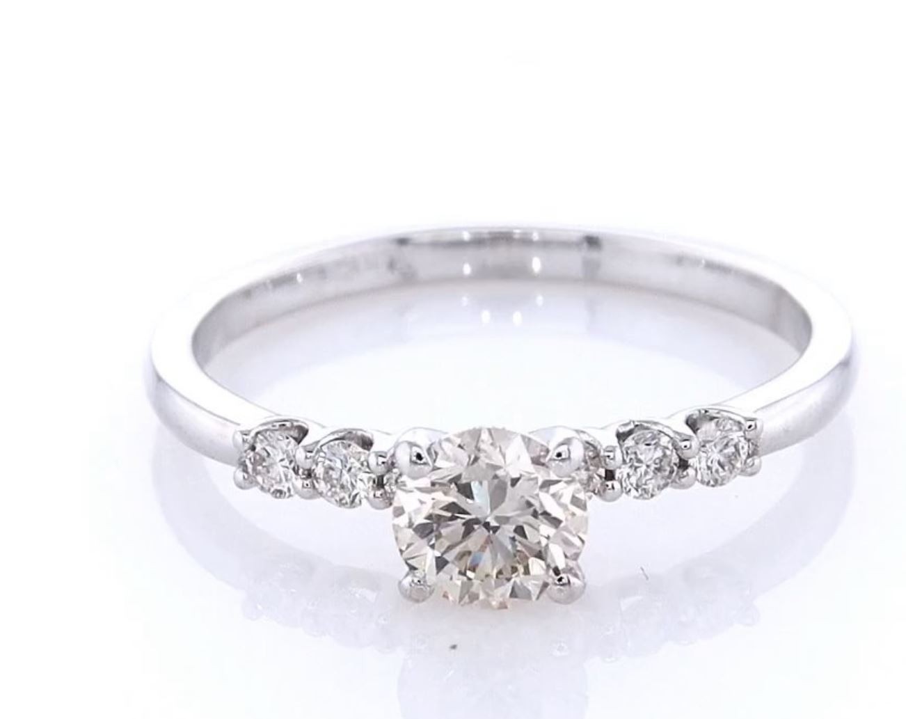 IGI Certified 0.66 CTW Natural Diamond Ring – 14K White Gold Engagement Ring