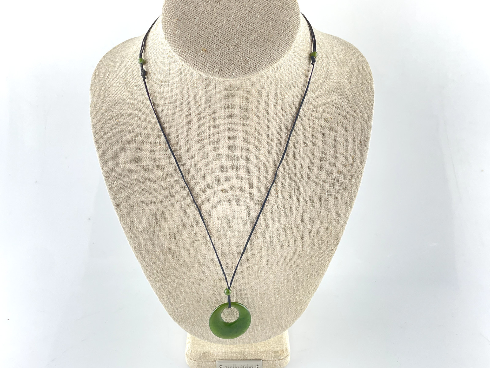 Jade Circle Chinese Peace Pendant Deep Green Necklace