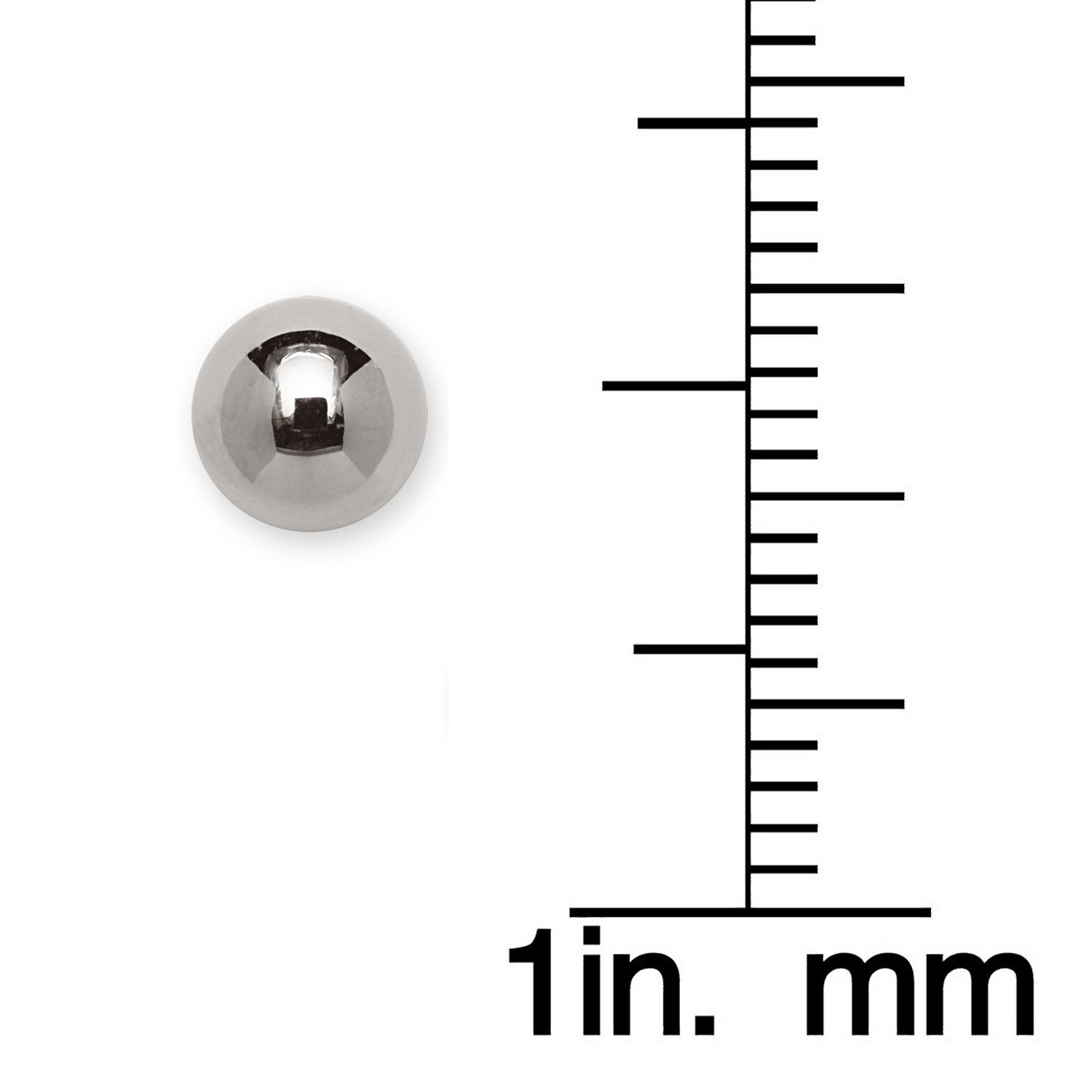 Solid 14k White gold 3mm 4mm 5mm 6mm 7mm 8mm Polished Ball Screw Back Earrings
