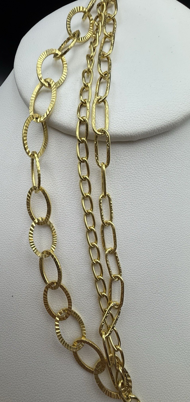 14k Solid Yellow Gold Italian Multi Link Statement Chain Necklace 18.5in, 5.1g