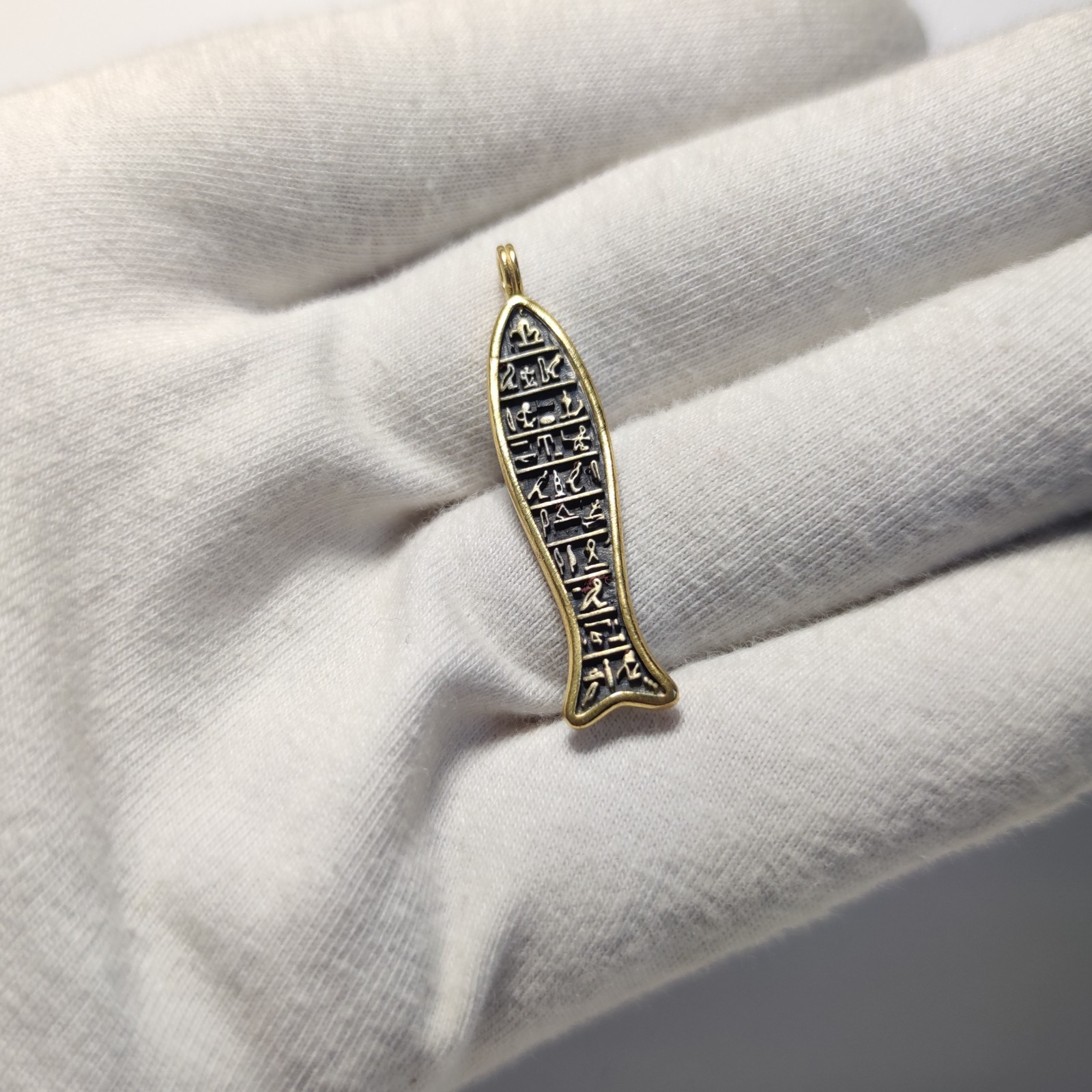 Ancient Egyptian Pendant hieroglyph fish charm Birthday Gift Idea