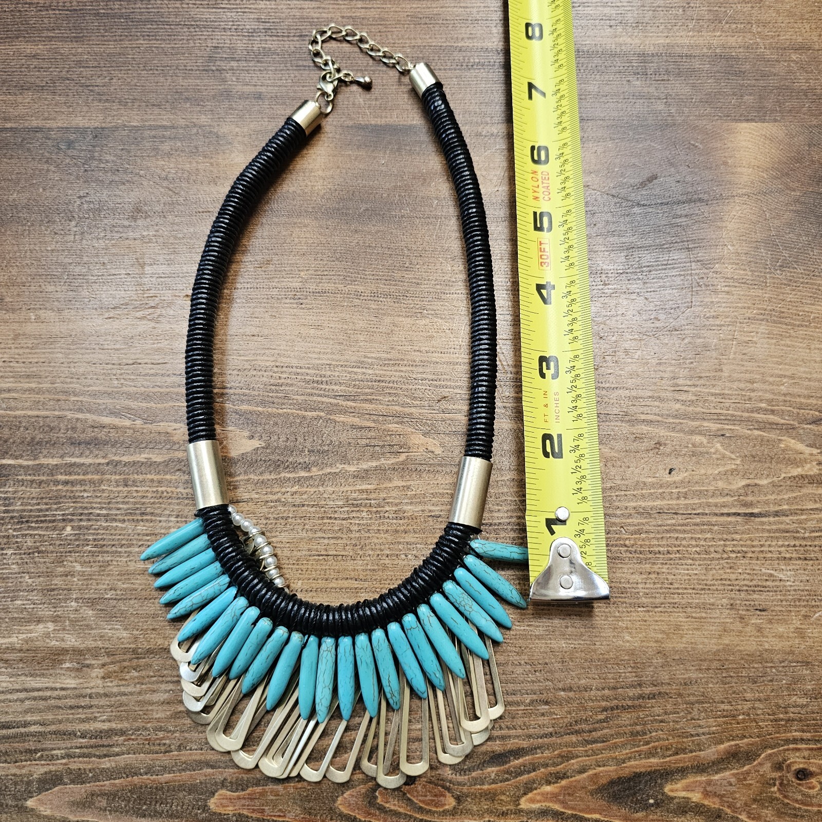 Spike Turquoise Faux Stones Necklace Tribal Statement Piece