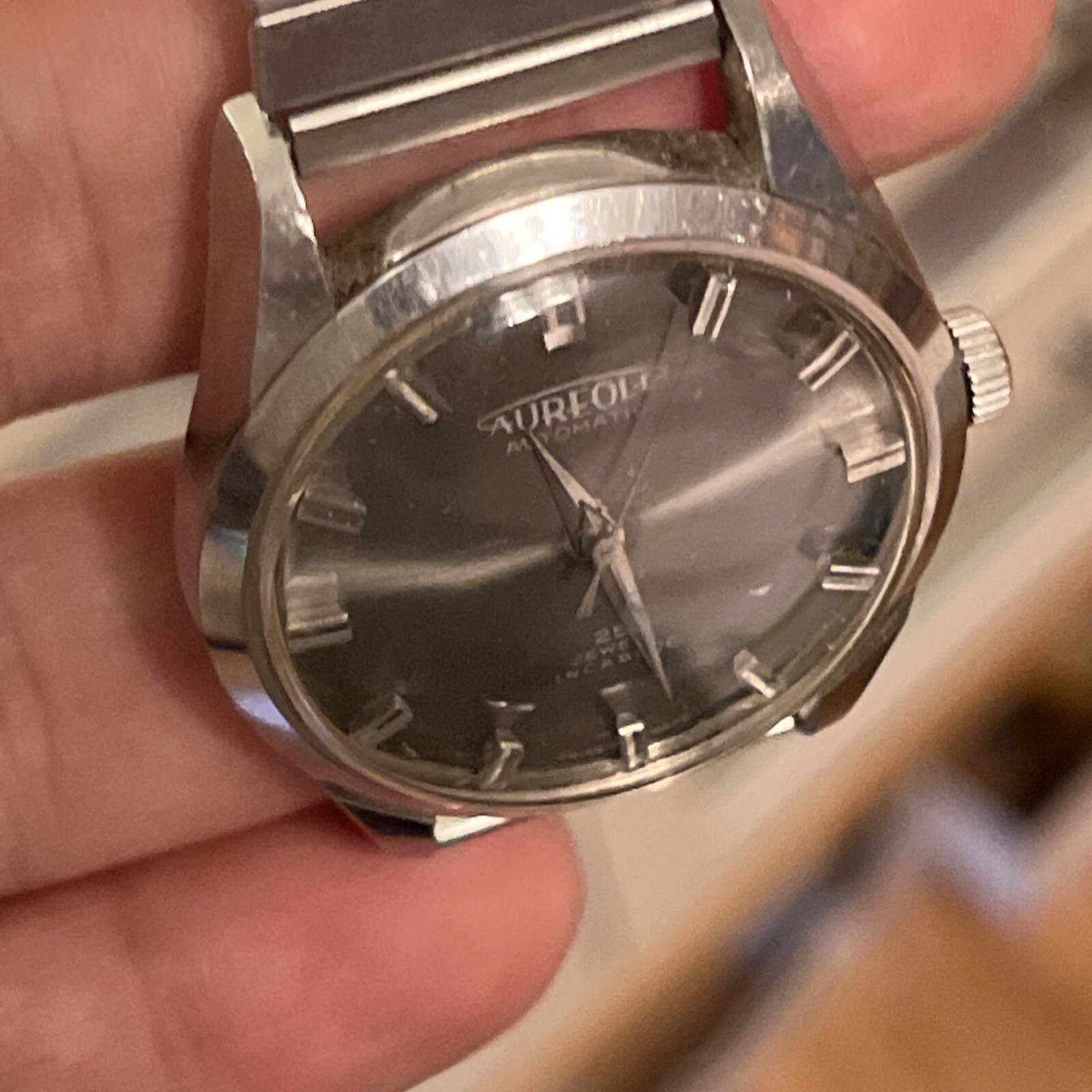 Rare Mirror Aureole 25 Jewel Automatic Incabloc All Stainless Men’s watch