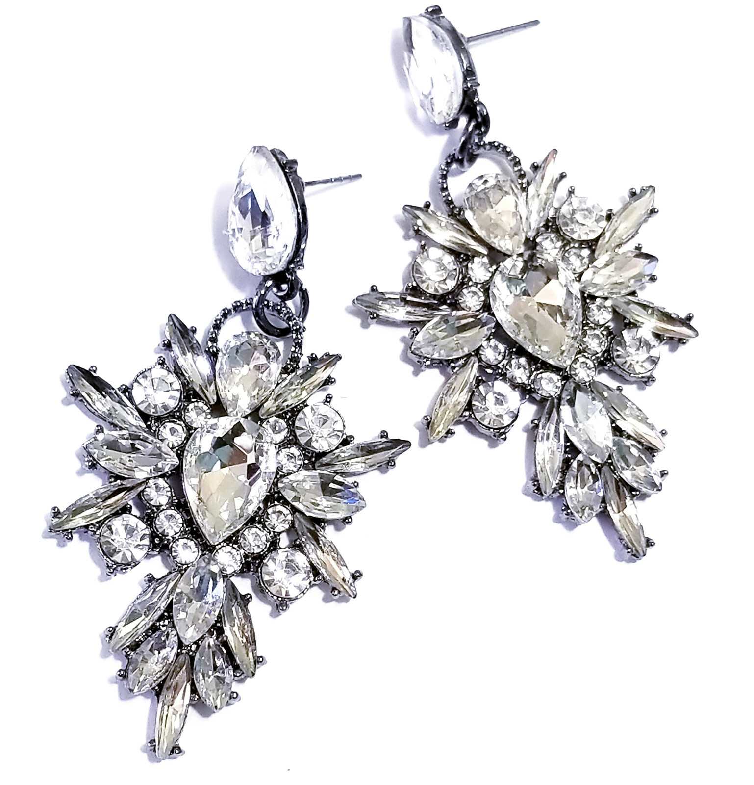 Chandelier Earrings Clear Rhinestone Crystal 2.8 in
