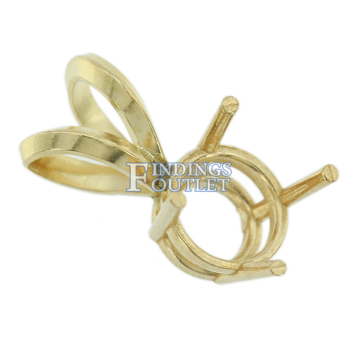 14K Yellow Gold Round Pendant Setting Rabbit Ear Bail Mounting 0.05ct – 5.00ct