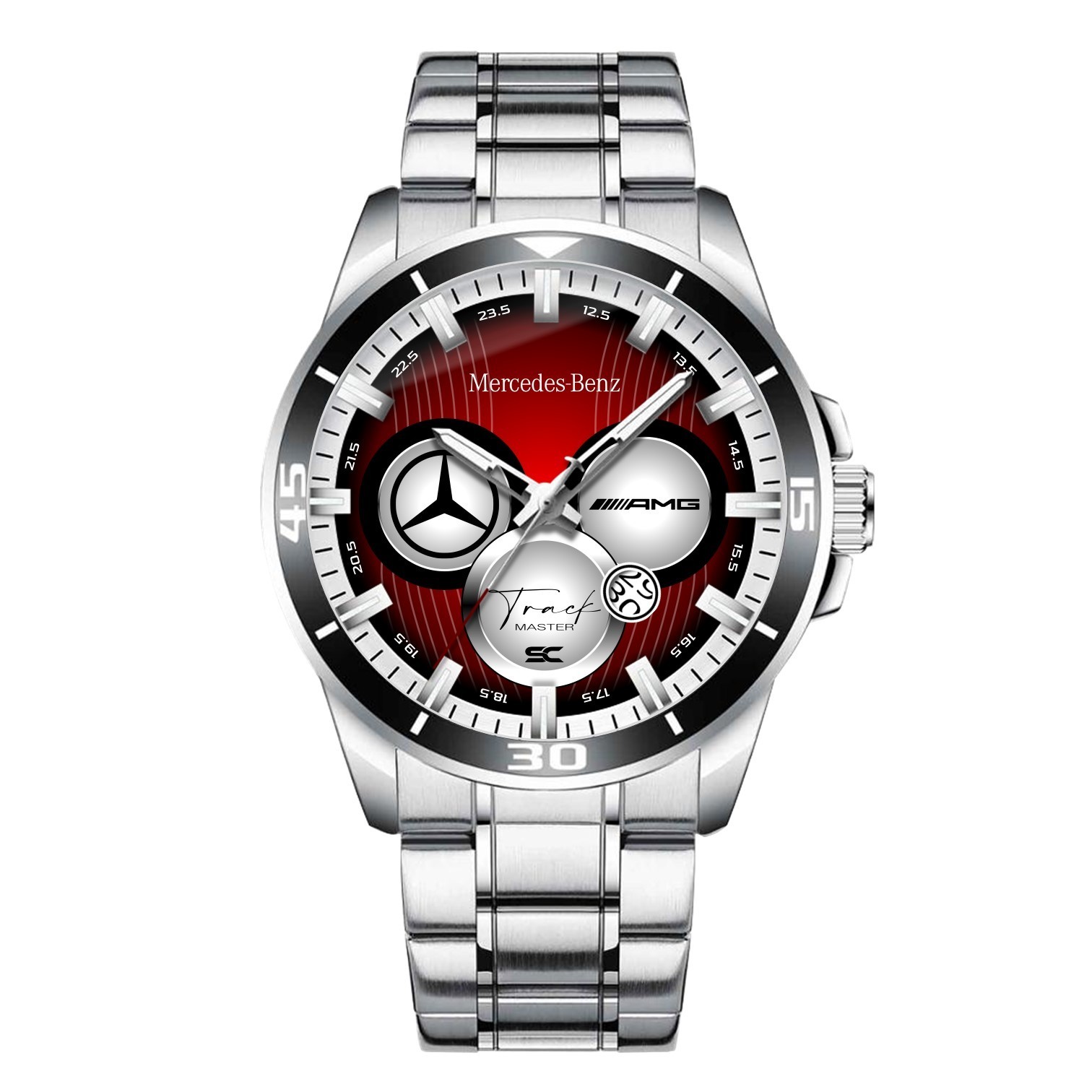 Mercedes Benz Track Master AMG Sport Steel Wrist Watch for Lovers