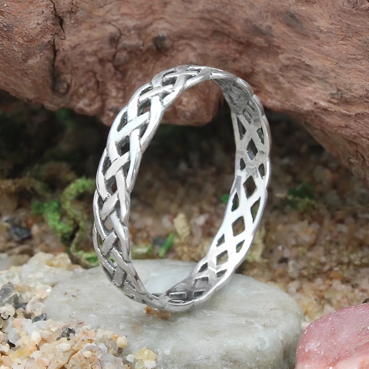 Small Narrow Woven Celtic Knot Ring Band Sz 4-15 Sterling Silver Irish Jewelry