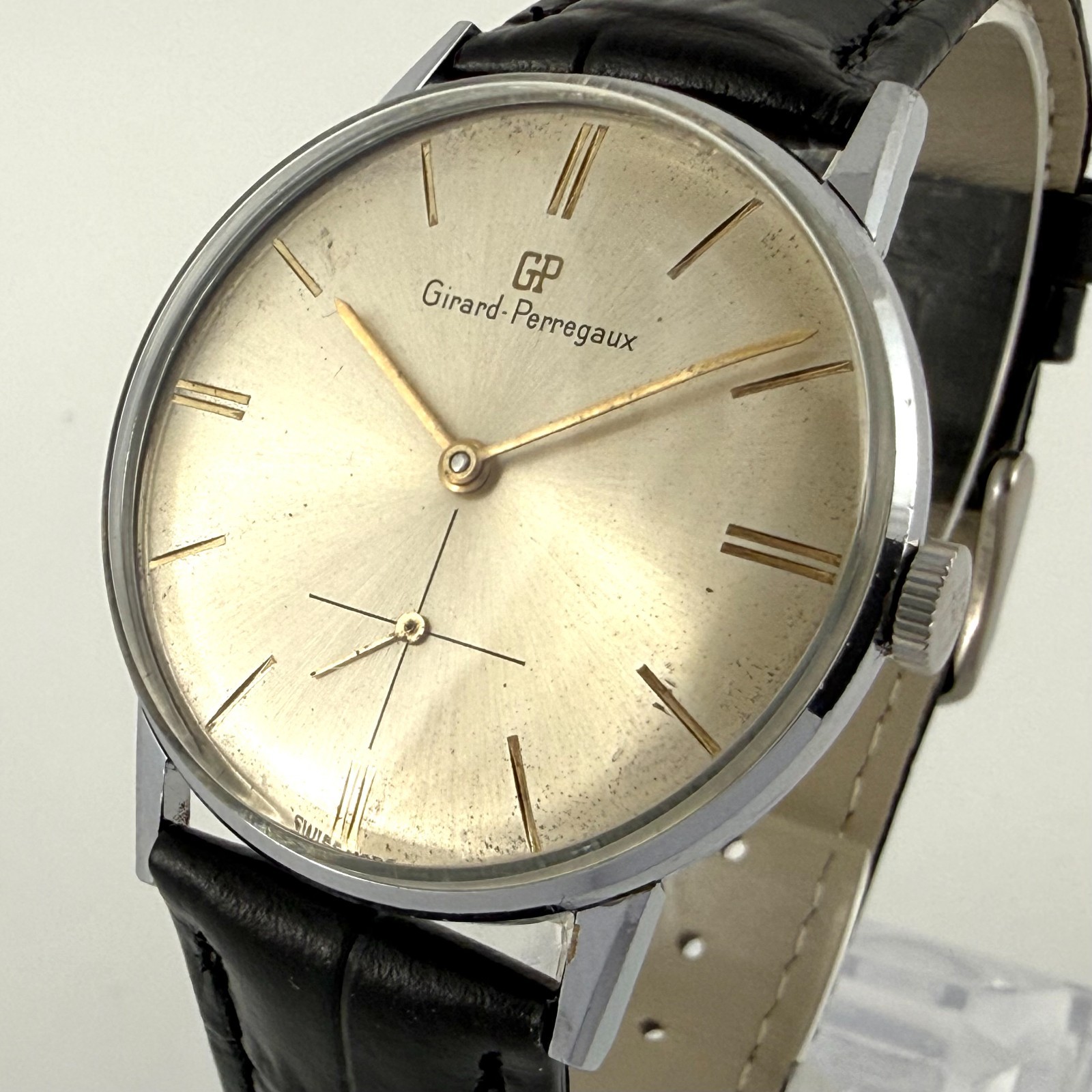 CLASSIC FINE GIRARD PERREGAUX MANUAL WIND ST STEEL DRESS WATCH ORIGINAL DIAL