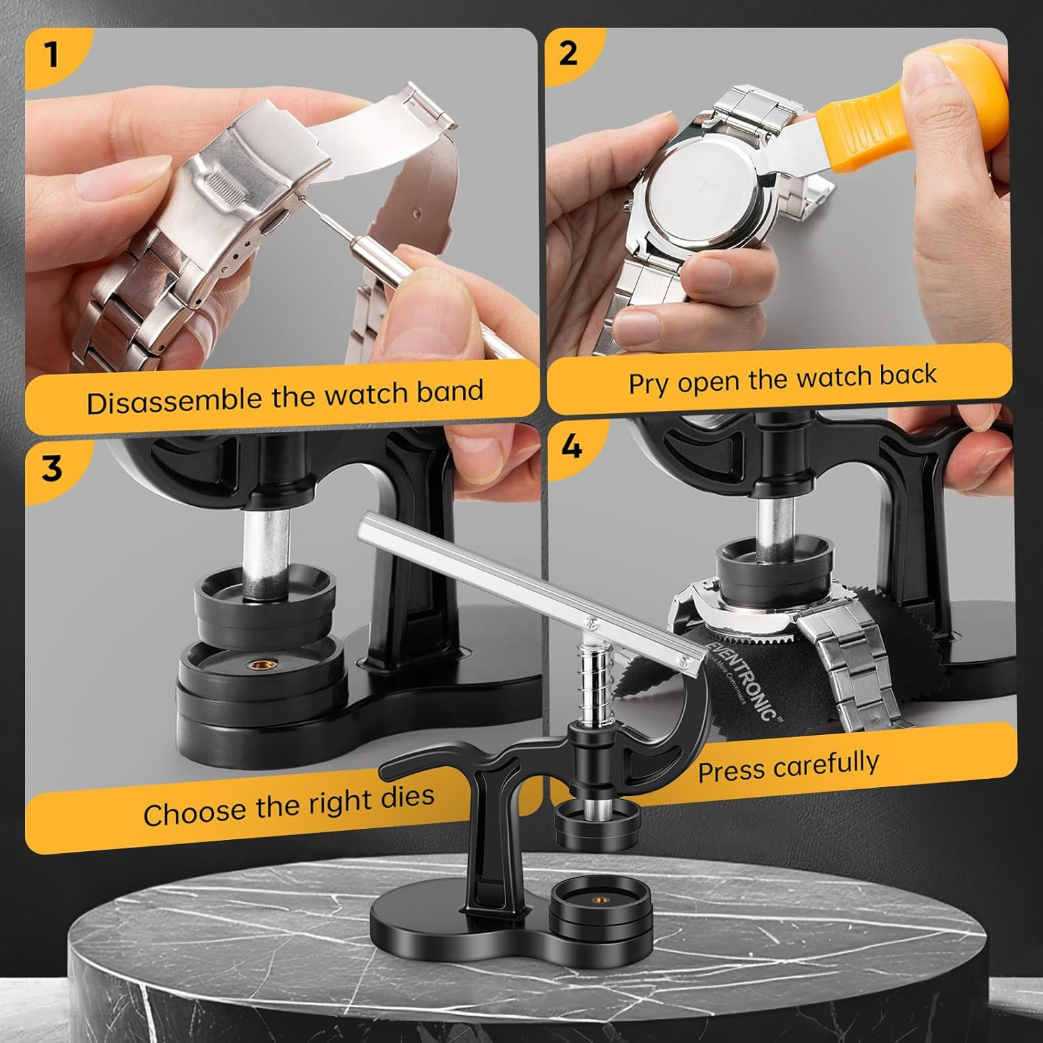 16Pcs Watch Press Tool Set, Back Case Closer for Closing Watch Cover, Watch Batt