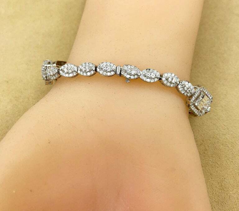 6.50CT Mixed Shapes Including Princess, Round & Baguette Cut CZ Wedding Bracelet
