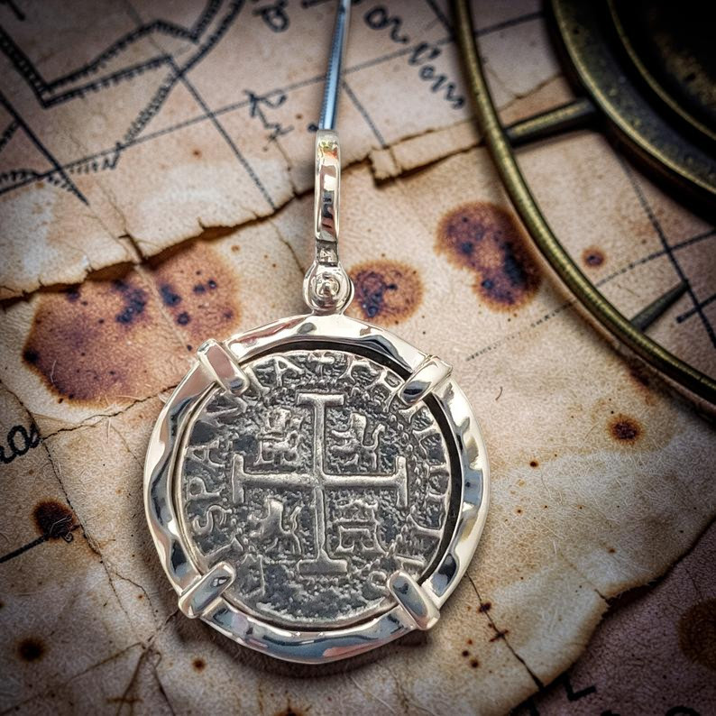 Atocha Silver Coin Pendant Sterling Hammered Bezel Shipwreck Certificate