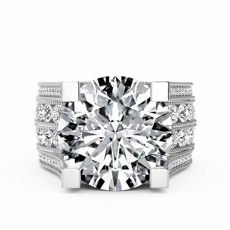 4 Ct Round Cut Diamond Hidden Halo Wedding Engagement Ring 14K White Gold Finish