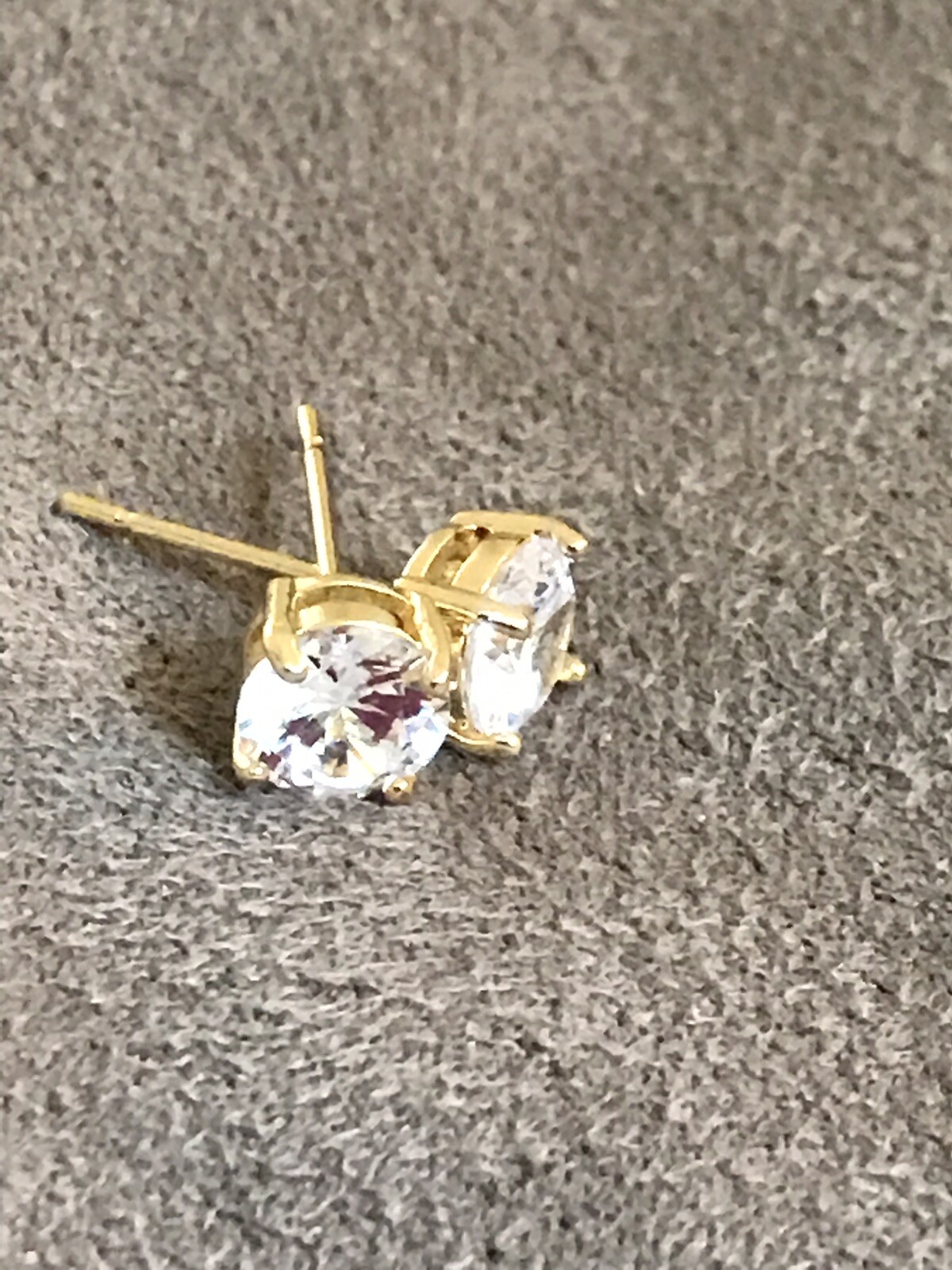 White Cubic Zirconia Earrings 6mm 14k Gold Plated Sterling Silver Best Quality