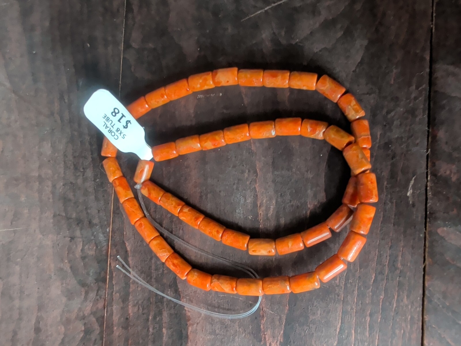 114 G Orange Coral Barrel Bead Sm-Lrg Loose Bead Jewelry Making $68 Retail