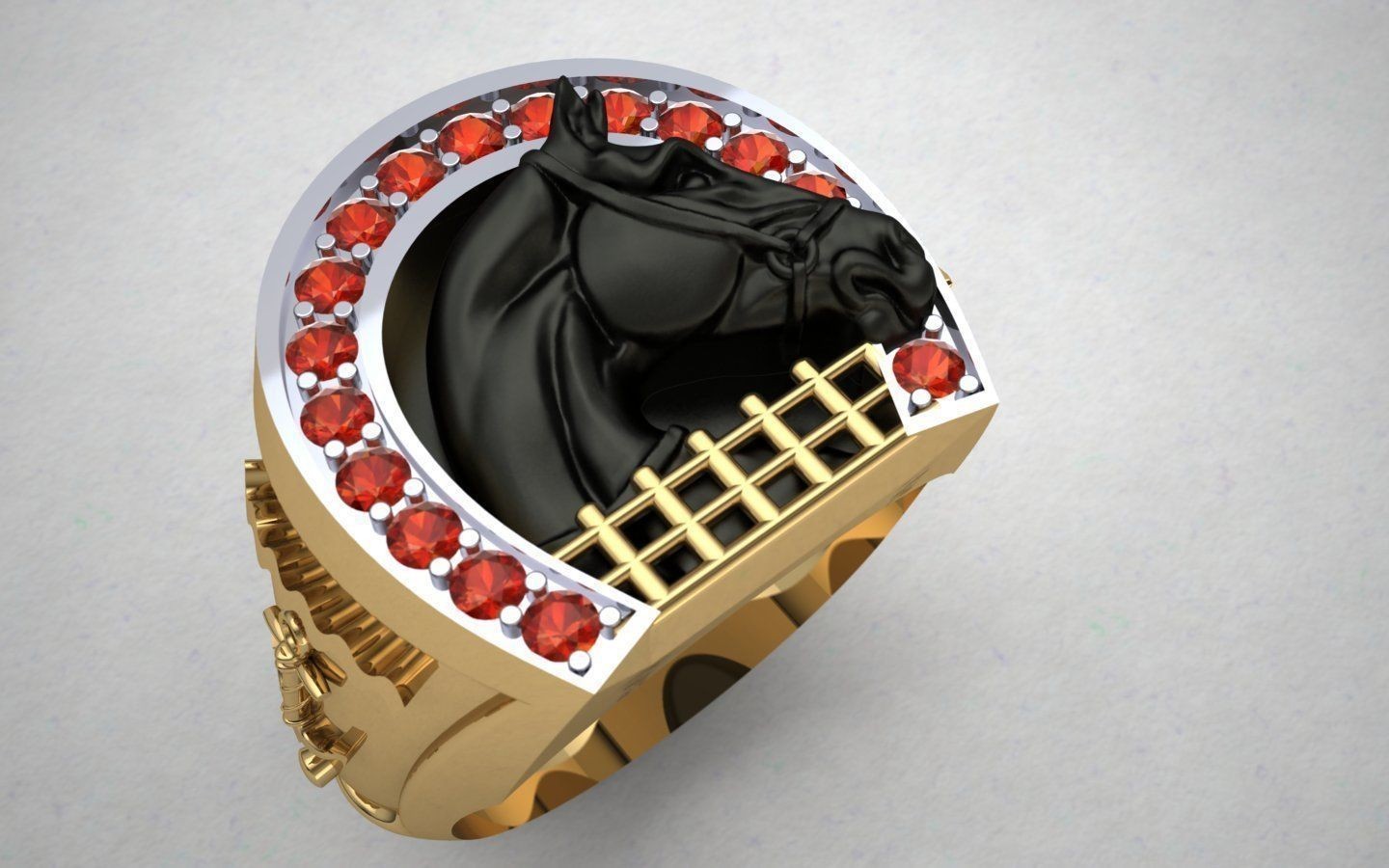 Oxidized Men’s Horseshoe & Horse Gothic Punk 925Sterling Silver Statement Rings