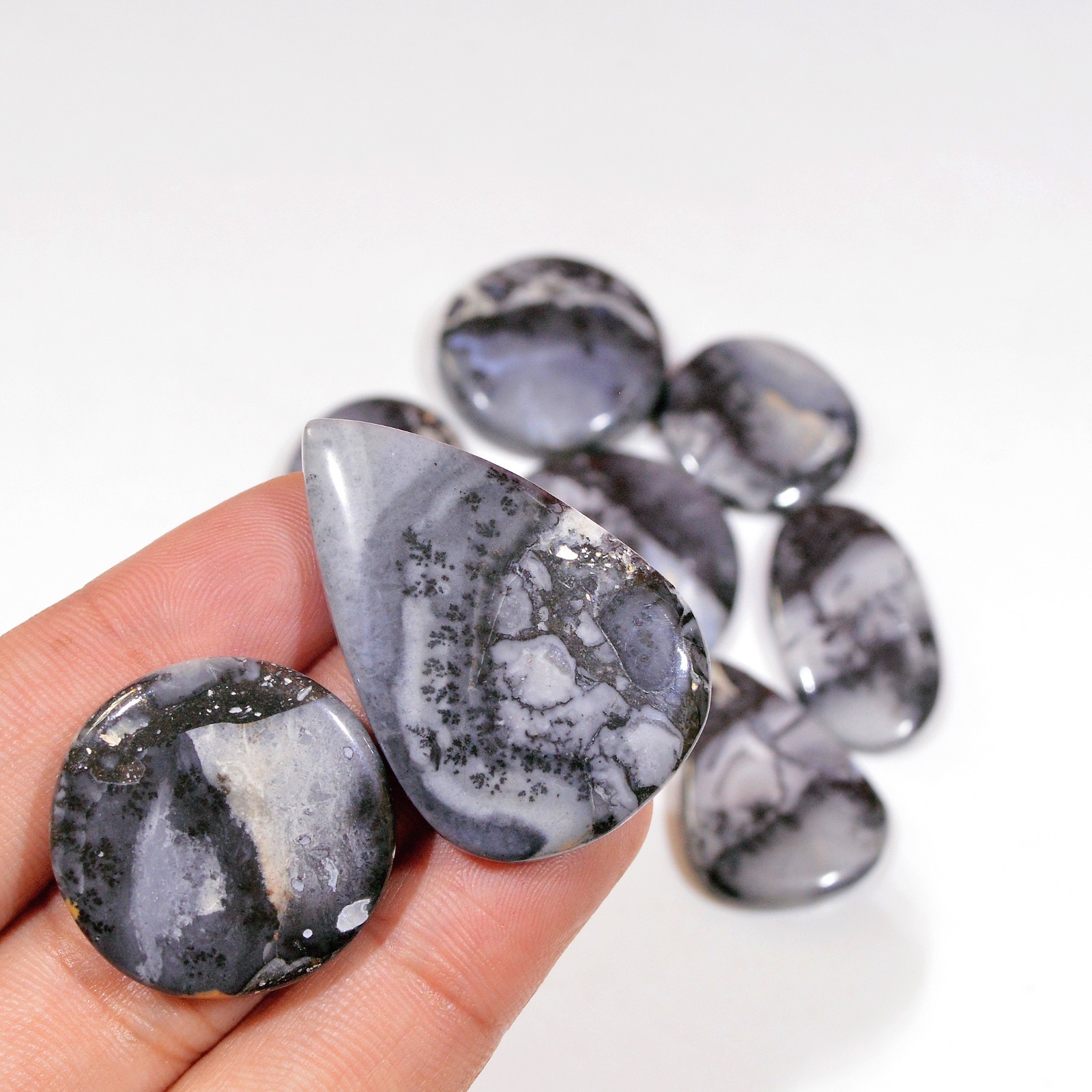 8 Pcs 289 Cts Natural Maligano Jasper Cabochon Gemstone Lot 39×25 21x21mm #18447