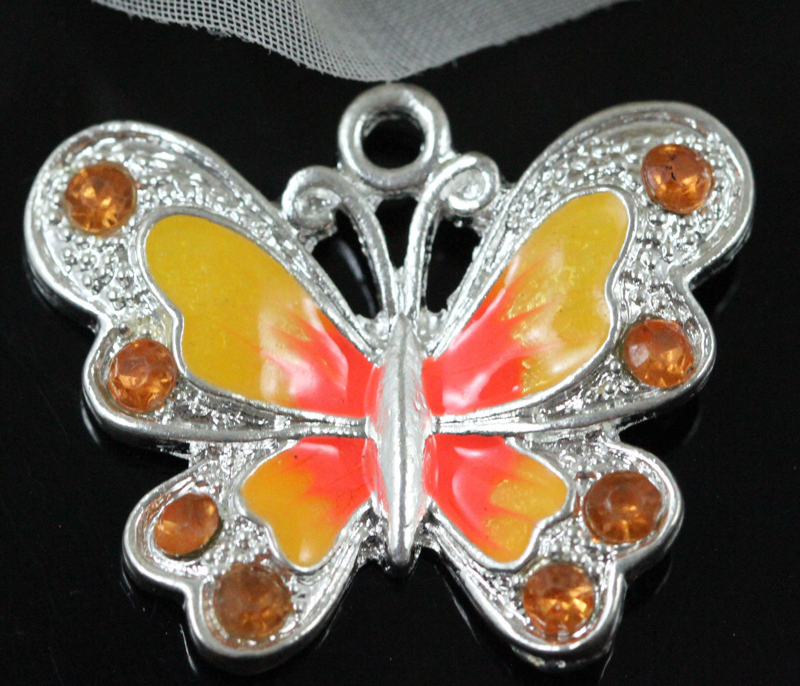 10Pcs Multicoloured Enamel Animal Butterfly Pendant Charms For Necklace 21.5MM