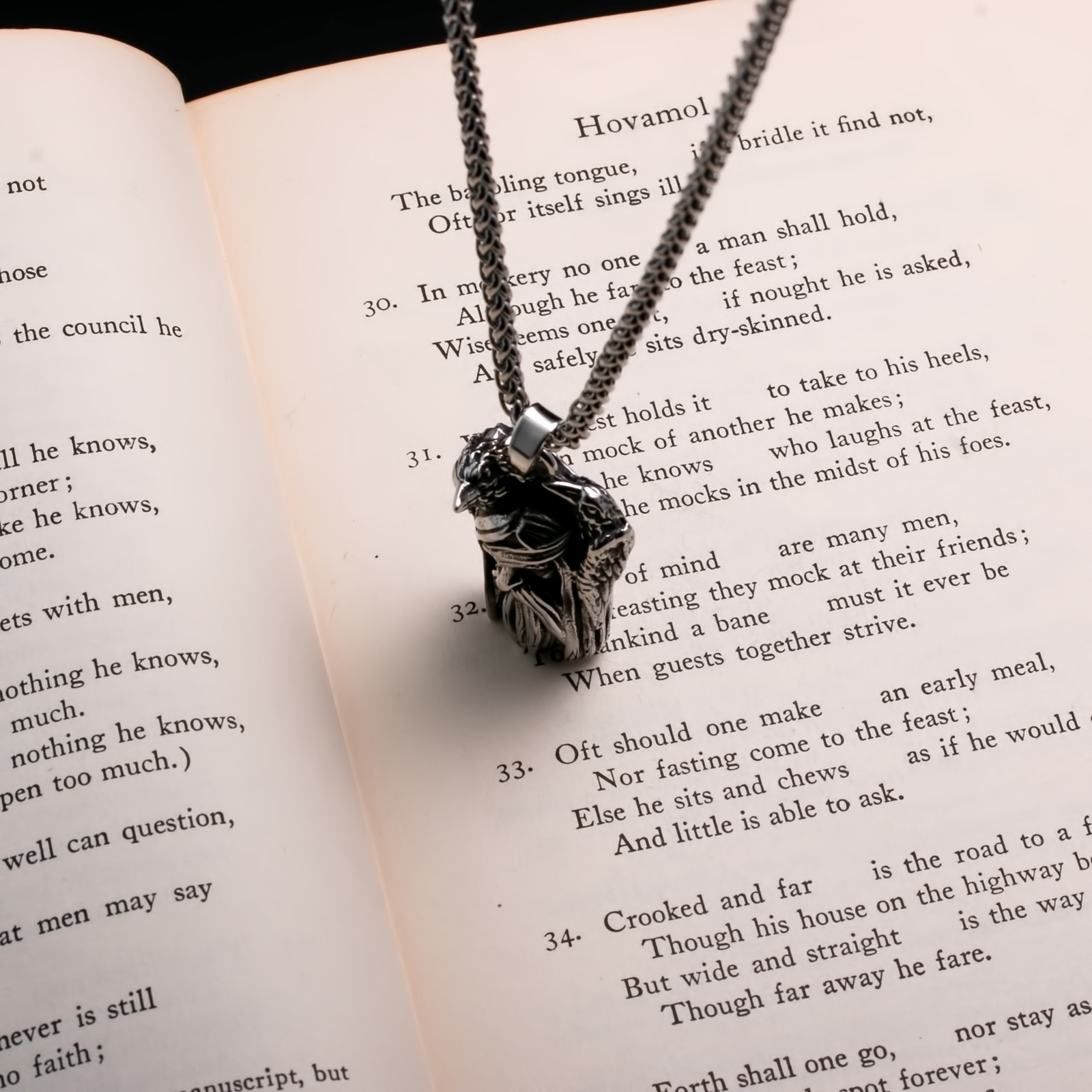Viking Odin Ravens Stainless Steel Pendant Necklace