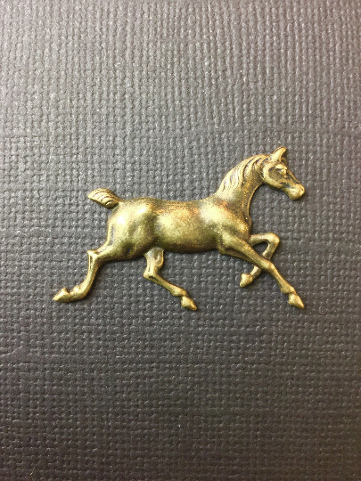 40193 – 2 Pc Running Horse Jewelry Finding Brass Ox