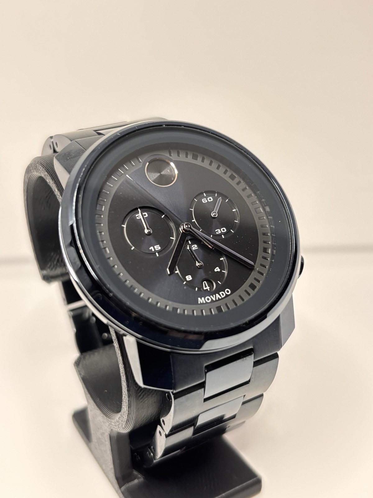Movado Bold Chronograph MB.01.1.34.6158 Blue Steel Men’s Watch New Battery 7.25″
