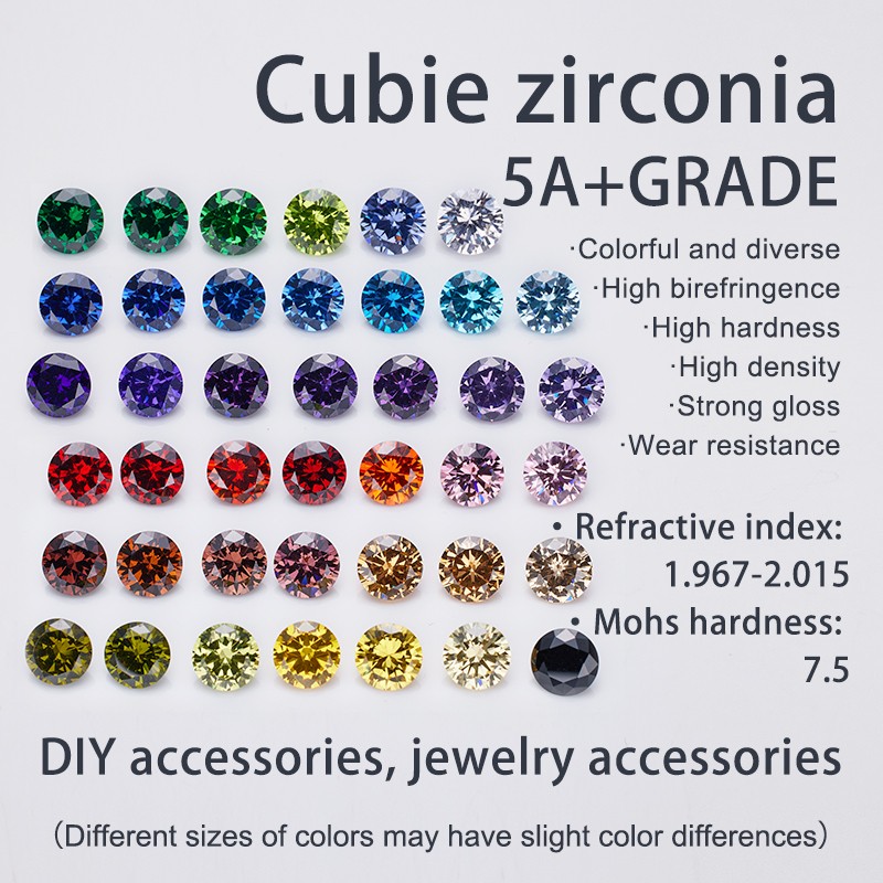 3mm~15mm Round Multicolor Loose Cubic Zirconia 5A CZ Stone Gemstone for Jewelry