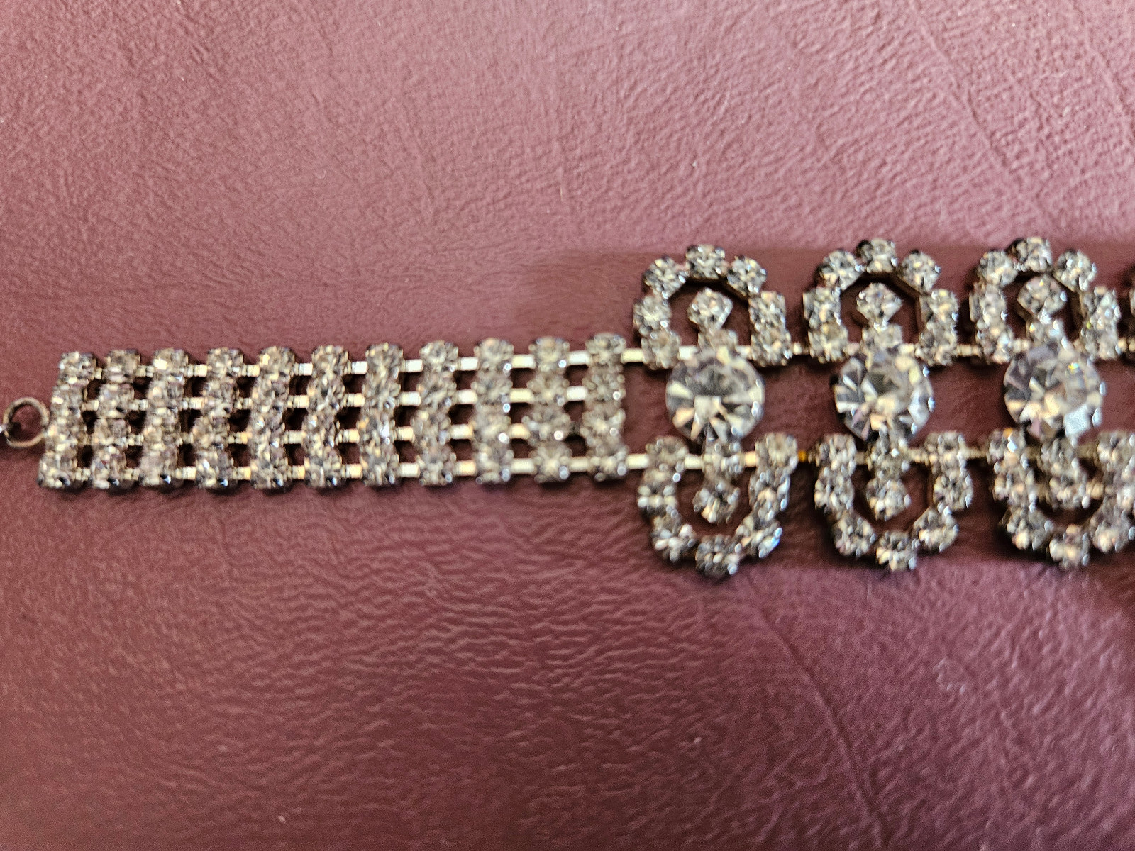 Vintage 40’s Bridal Prom Evening Bib Drop Clear Rhinestones Necklace 17 1/2″
